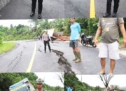 SAT LANTAS POLRES KONAWE UTARA TANGANI JALAN AMBLAS DI DESA KAPOLANO, PENGENDARA DIIMBAU WASPADA